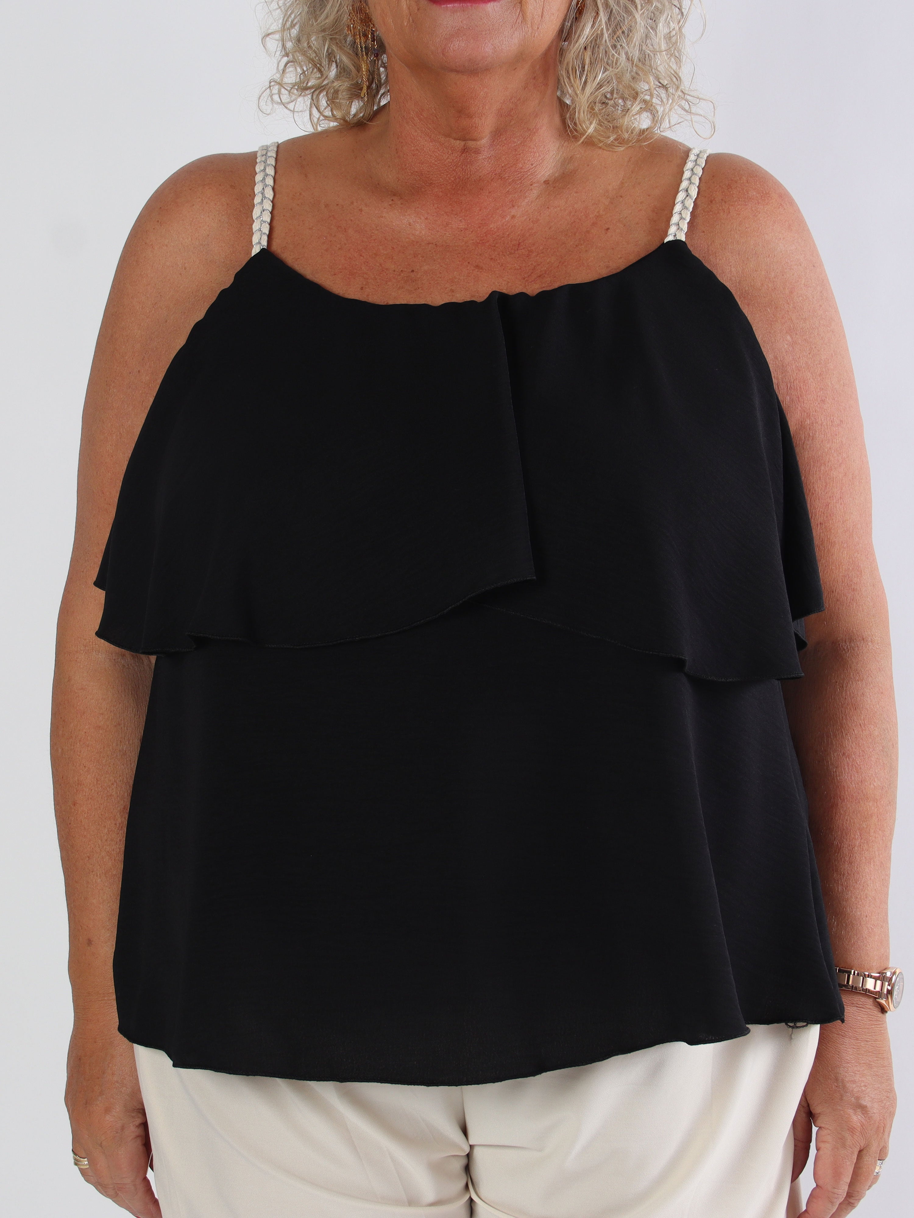 Blanca Top - Plus size topp med volanger och flätade band